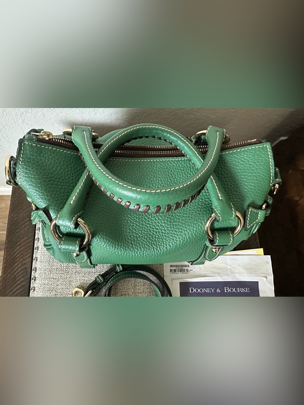 Dooney & Bourke Small Pebbled Leather Satchel - Emerlad - Picture 5 of 11